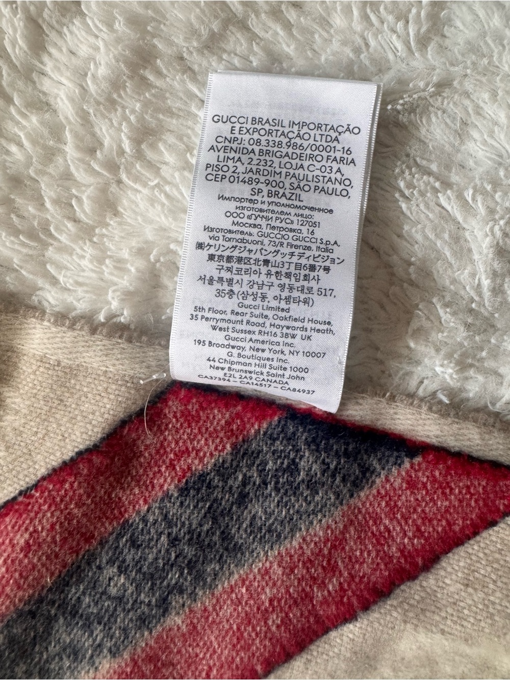 Gucci Beige Scarf with Red and Navy Stripes - Picture 6 of 8